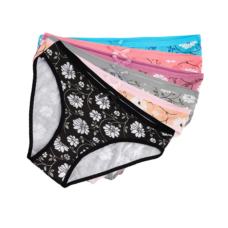 Women Panties Underwear Cotton Cute Bow Girls Briefs Everyday Low Waisted Sexy Ladies Knickers for Women 5 Pcs/set