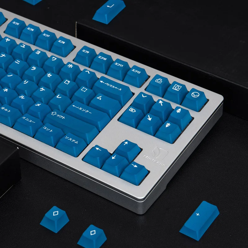 Imagem -06 - Gmk Wob Katakana-pbt Keycap Perfil Cereja para Switch mx Teclado Mecânico Dye-sub 61 64 87 96 104 Layout Preto e Azul 129 Chaves