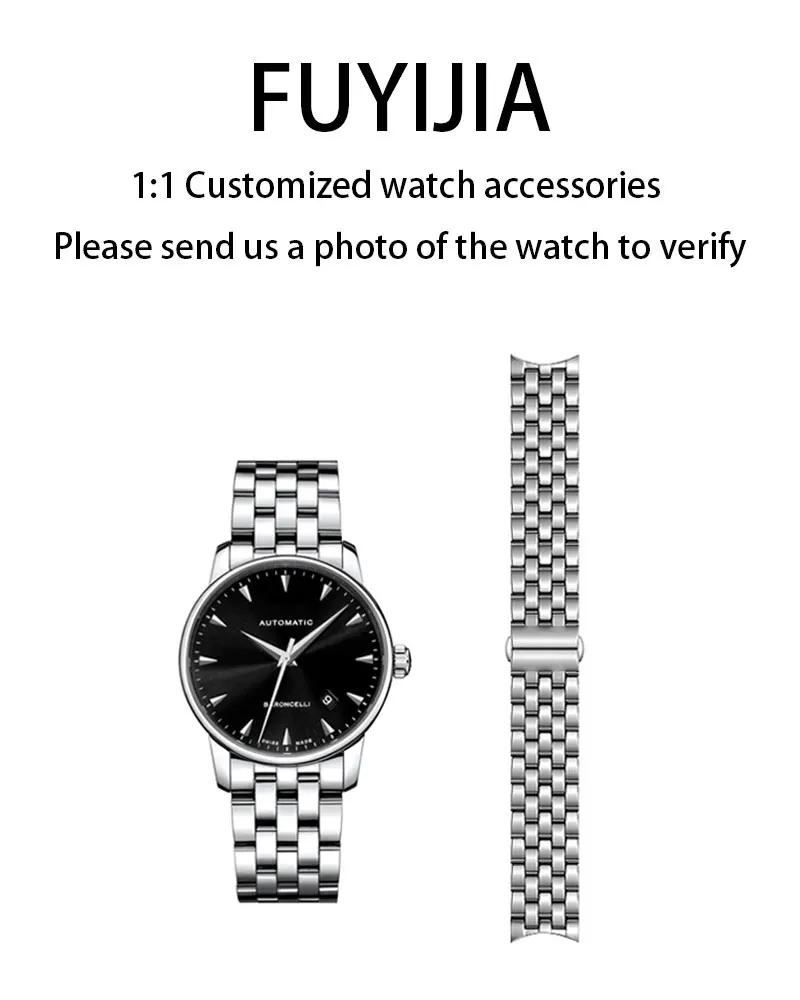

FUYIJIA Custom BARONCELLI M8600 M7600 M007 M8605 Original Watch Chain 22MM 20MM 18MM 15MM Watchbands 316L Stainless Steel Strap