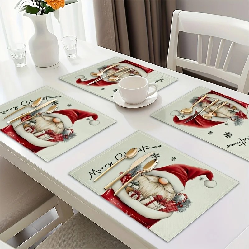 VIKAMA 4/6/8/10PCS  Christmas Gnome Placemats  Holiday Decorative Table Mats  Festive Gathering Dining Kitchen Decor  Home Decor