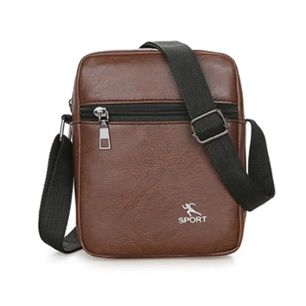 カジュアルメンズクロスボディバッグ、ビジネス携帯電話バッグ、シングルショルダーバッグ、トレンディな小型バパ、ソフトPUレザー、ジッパー開閉