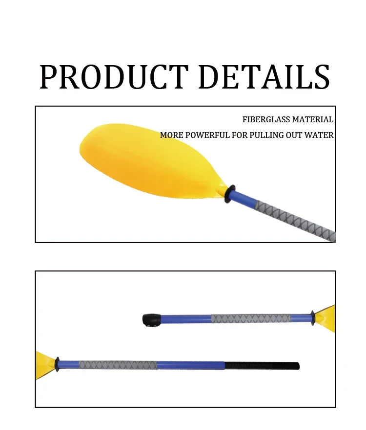 2 SECTIONS KAYAK PADDLE MATERIAL PP MATERIAL ADJUSTABLE FULL FIBERGLASS PADDLE 215-230CM FLOATING KAYAK PADDLE FIBERGLASS SHAFT