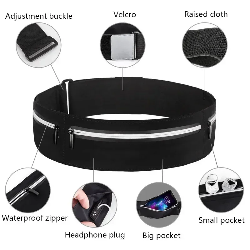 Outdoor Running Belt Bag Mobile Cell Phone Waist Pouch Bag for Men and Women Sports Fanny Pack Waterproof Jogging Gym Waist Bags