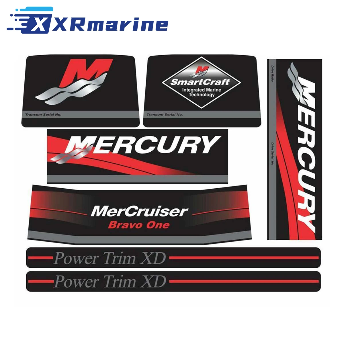 Conjunto de adesivos com ramas vermelhas decalque 39244 para Mercury Mercruiser Red Bravo One XR 37-15167A90 15167A90