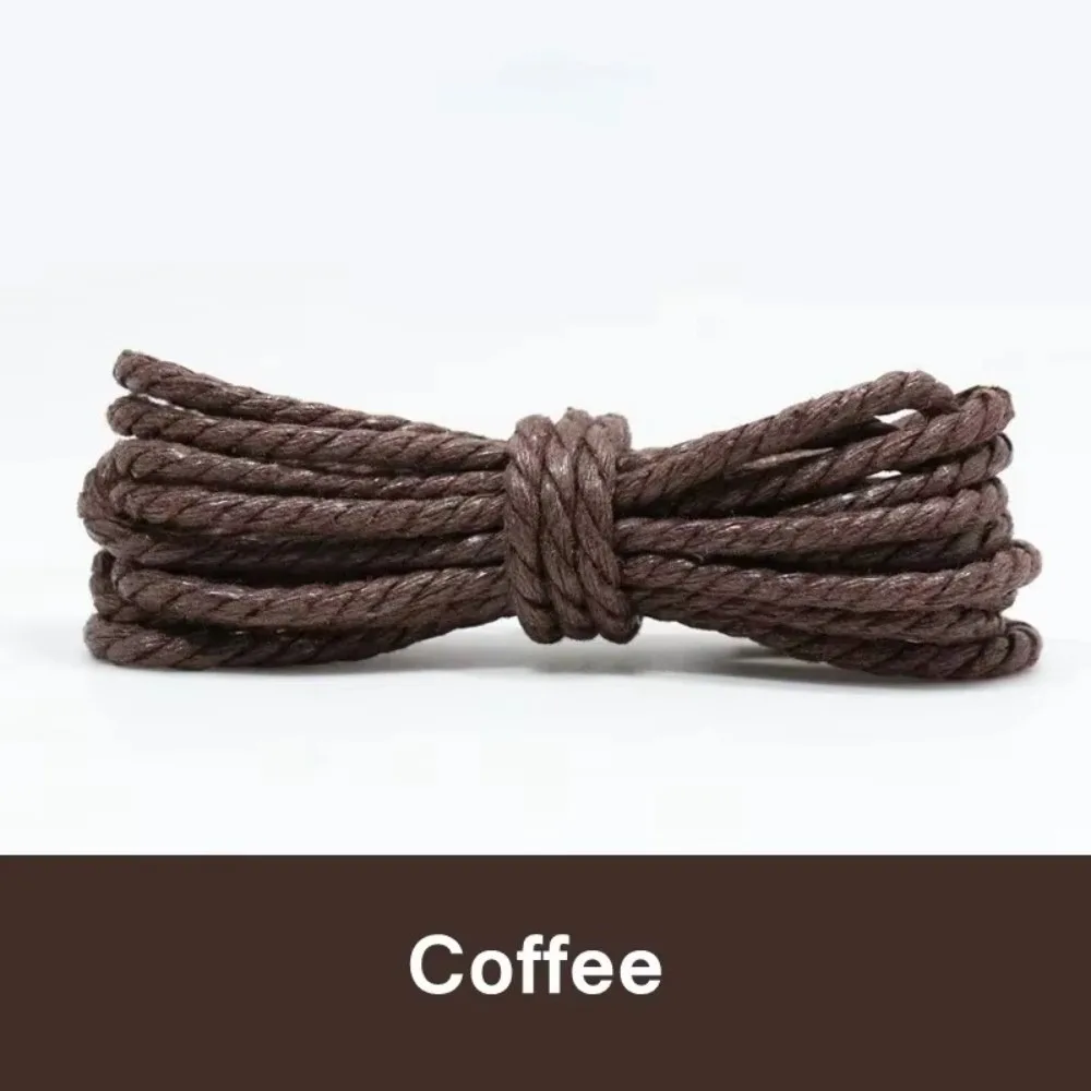 New Leather Waxed Shoelaces Replace Round Boot Laces Cotton Waterproof Boots Laces Strings Shoes Accessories
