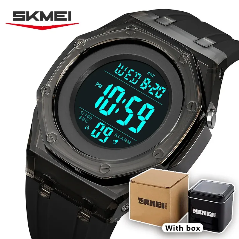 

Мужские наручные часы с круглым прозрачным корпусом, цифровой SKMEI 2033, светодиодная подсветка
