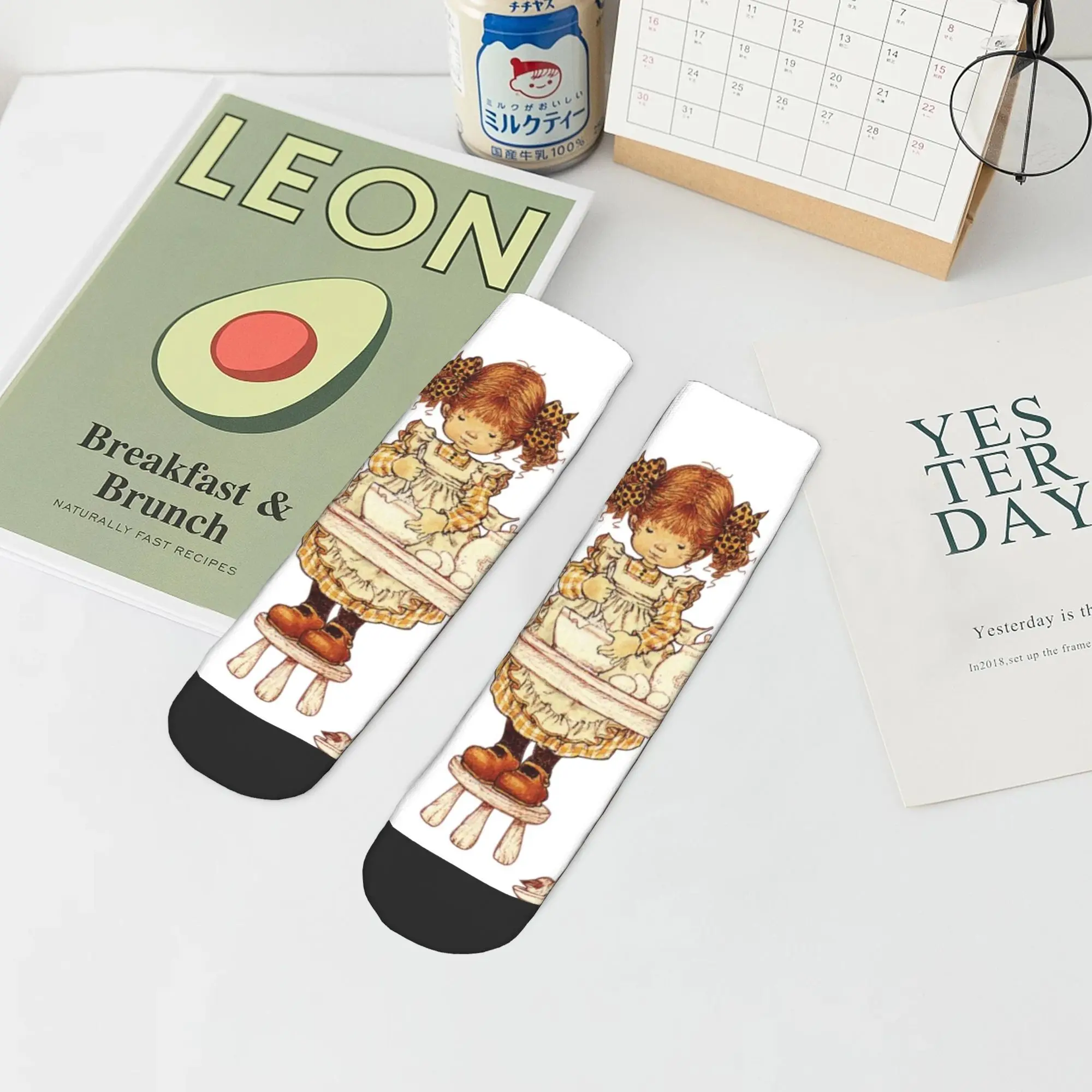 Todas as estações sarah kay swing menina meias harajuku super macio tripulação meias hip hop para presentes das mulheres dos homens