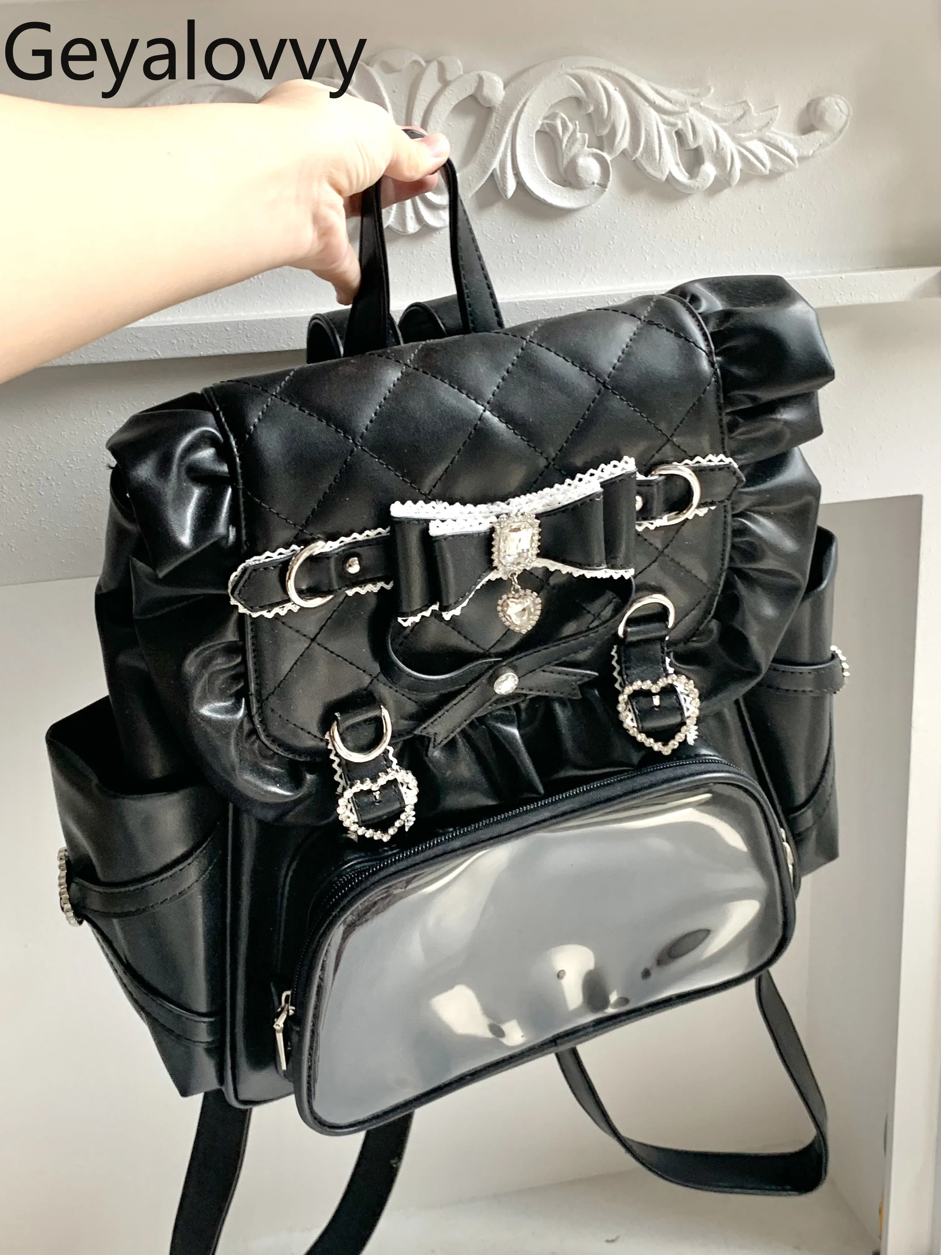 

Милые милые рюкзаки с бантом для женщин в стиле Лолиты, оригинальный субкультурный рюкзак для девочек, модные повседневные элегантные женские сумки