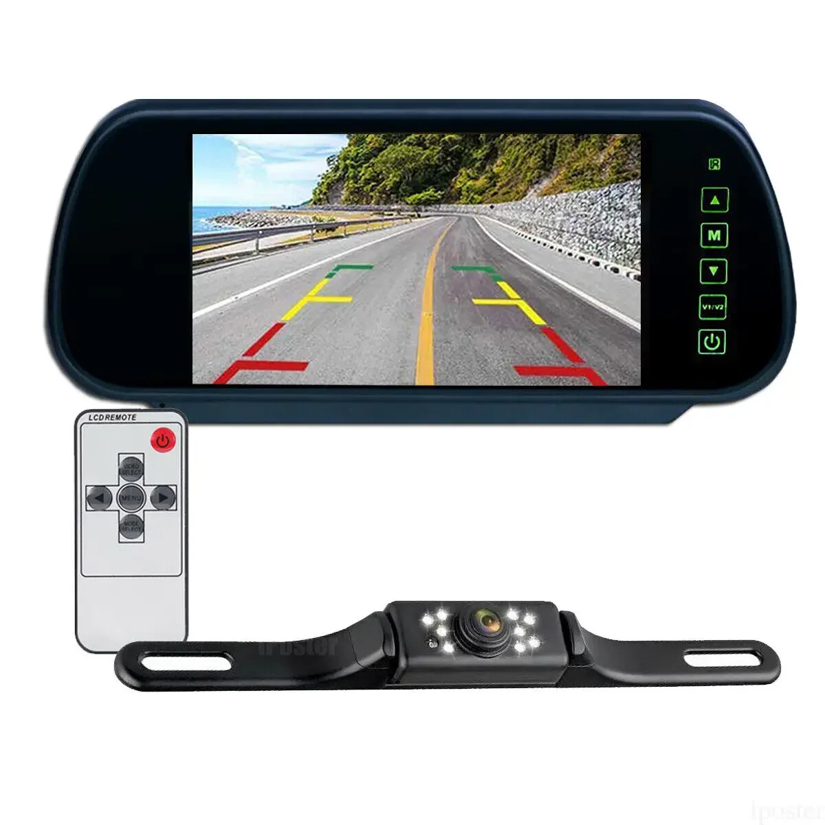 

7" TFT LCD Color HD Mirror Monitor Parking Car Reverse Rear View Backup Camera