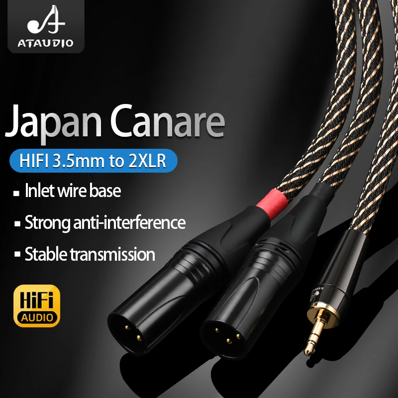 HIFI Stereo 3.5mm to XLR Audio Cable Hi-End 6N OFC 3.5mm to 2XLR Cable Dual XLR Male Adapter Breakout Y Splitter Cable