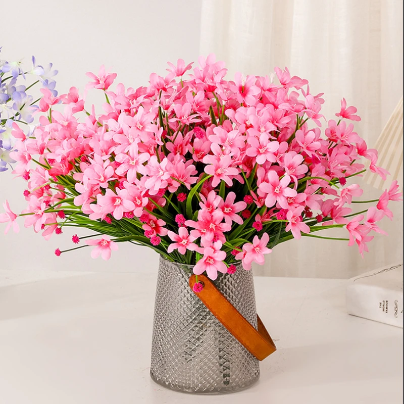 Artificial Flowers Silk Fragrant Orchid Bouquet Green Plant Fake Flower Home Living Room Decoration Simulation Red Orchids