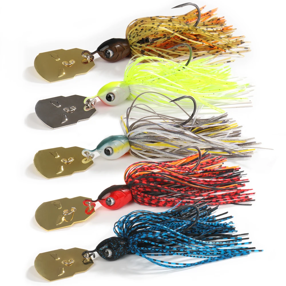 1-5Pcs Chatterbait 16g 19g Angeln Lockt Pesca Silikon Röcke Wobble Klinge Löffel Gummi Jig Kopf haken Draht Swimbait Spinner Köder – Detail 4
