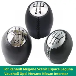 For Renault Megane Scenic Espace Laguna Vauxhall Opel Movano Nissan Interstar ABS/Leather 5/6 Speed Car Gear Shift Knob Head