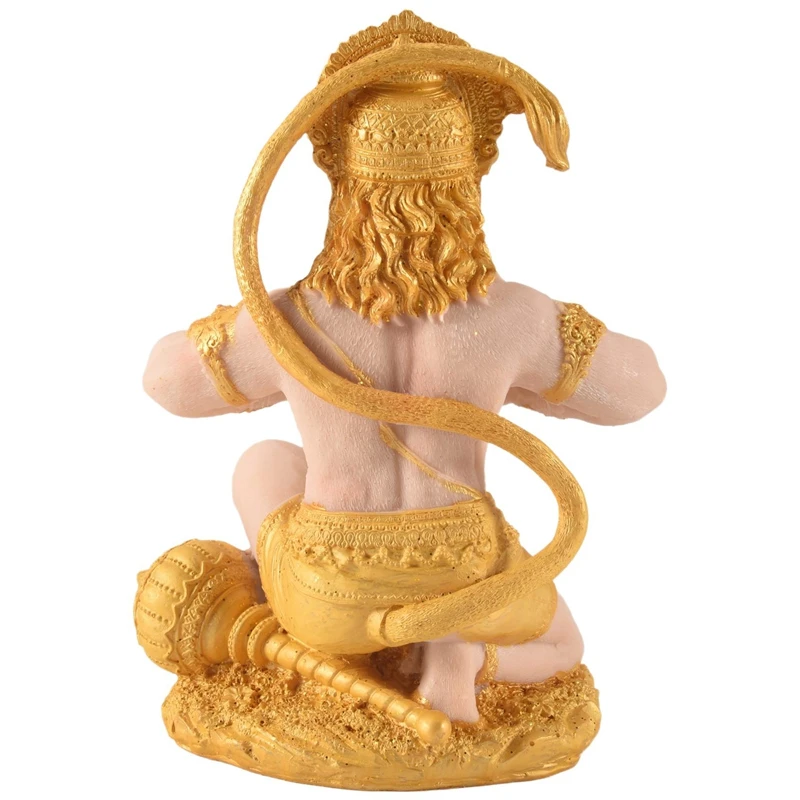●Gold Hanuman Statue Indian Lord Sculpture India Figurine Collection Idol Murti Sculpture for Decor Ornament
