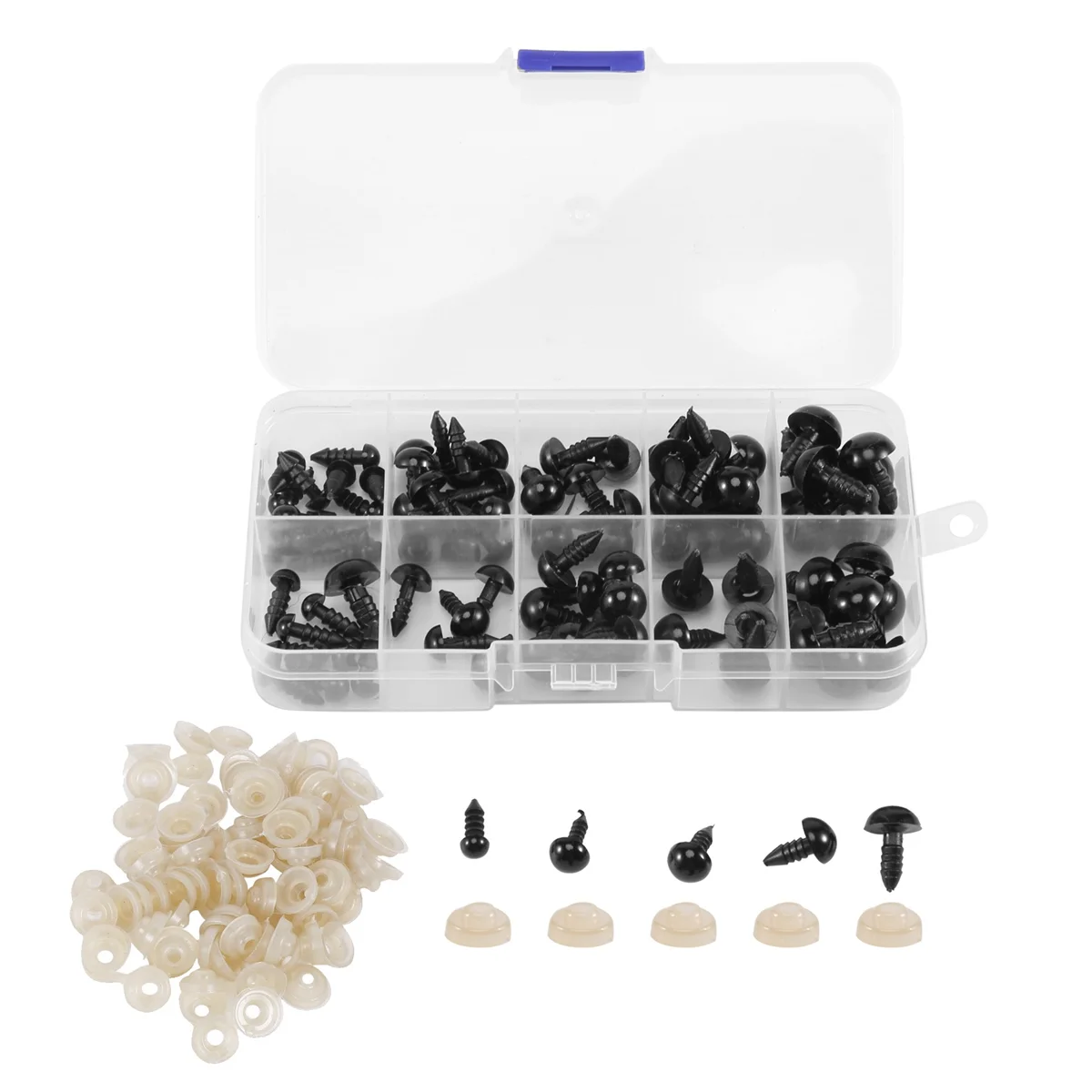 100 Pcs 6-12 mm Plastic Eyes, Black Eyes Doll Making with 100 pcs Washer for Toy Making DIY Crafts