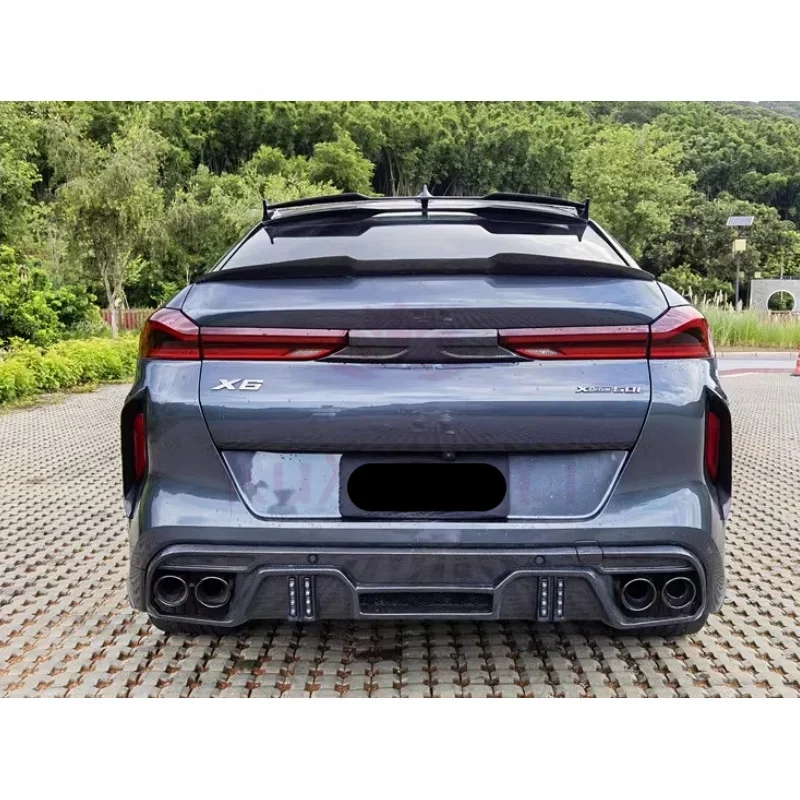 طقم هيكل ناشر خلفي من ألياف الكربون عالية الجودة F96 X6M LD لسيارات BMW X6M F96 شفة خلفية للشفة الخلفية