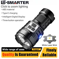 Powerful 14*LED Mini Flashlight USB Rechargeable EDC Keychain Flashlights Violet Light Digital Display Magnet Torch for Camping
