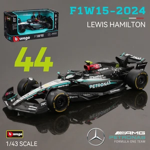 Bburago 1: 43 Tim F1 Mercedes-AMG Petronas W15 2024 # 44 Hamilton #63 Mainan Model Die Cast Mobil Paduan George Russell Koleksi 12 diecast f1 penjualan terbaik - №