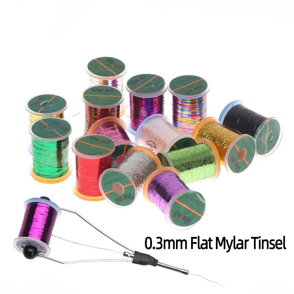 1PC 0.3mm Szeroki płaski Mylar Tinsel Holograficzny Flashabou Tinsel Materiał do wiązania much do Rib Nymph Dry Wet Fly Streamers Trout Fishi