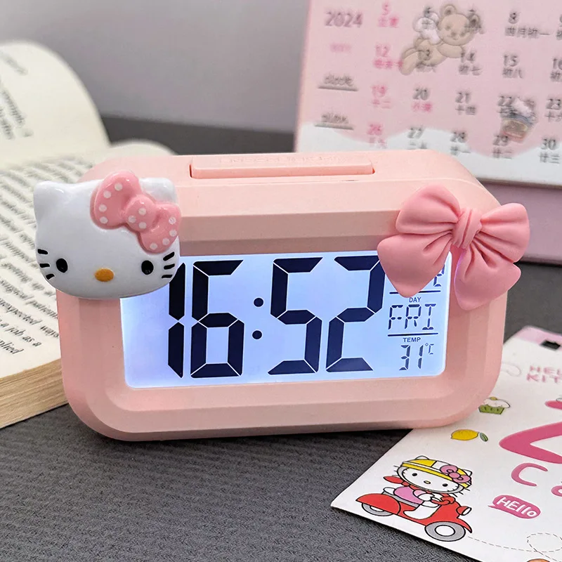 Hello Kitty Timer Kawaii Girl Gift Timer Multi Functional Dormitory Desktop Decoration Wholesale Children Toy Bedroom Decoration