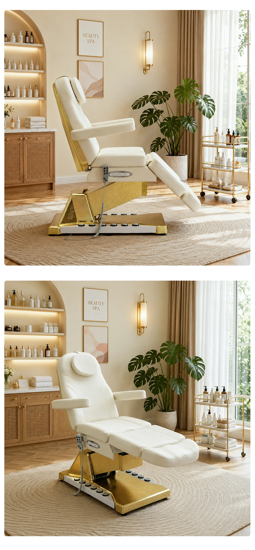 Großhandel Elektrisch Verstellbare Kosmetikliege Gebogene Wimpernliege Kosmetikstuhl Gesichtsmassagetisch Salonmöbel Fabrikverkauf – Detail 10