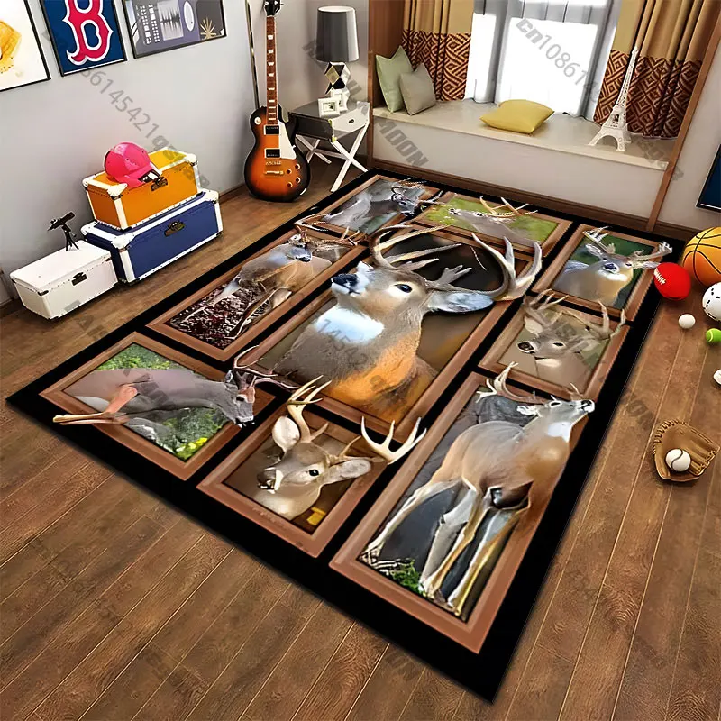 Deer portraits antlers nature showcase carpet Yoga living room room decor children's crawling mat doormat area rug - view 3