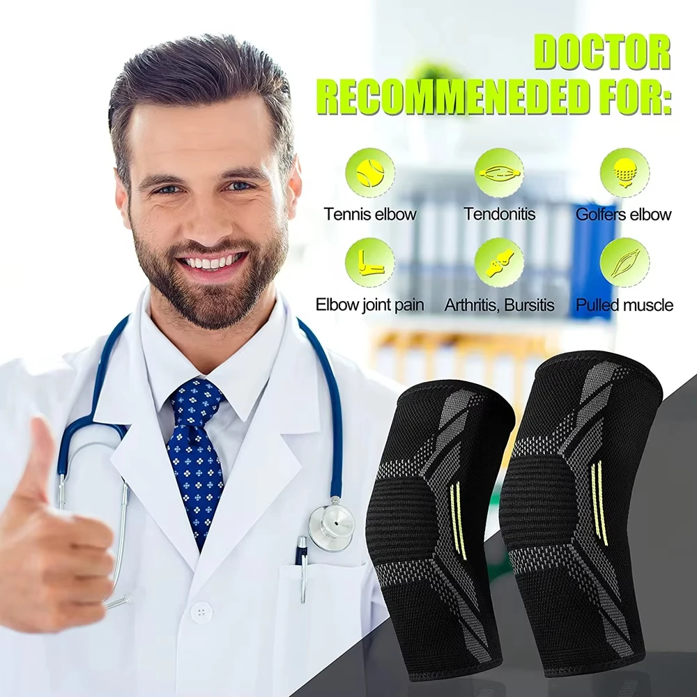 Elbow Support Elastic Gym Sport Elbow Protective Pad Absorb Sweat Sport Basketball Volleyball Tennis Arm Sleeve Elbow Brace view 5