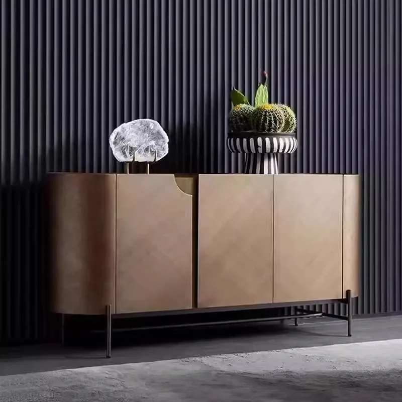 Light Luxury Entrance Cabinet Champagne Color Decorative Shoe Rack Organizer Modern Minimalist High-end Storage Furniture
