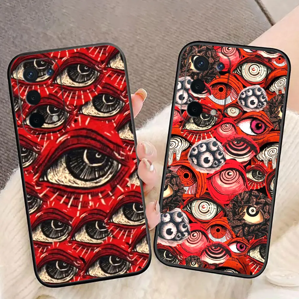 Spooky Funny Scary Red Eye Face Cover Phone Case For OPPO Realme 13 12 11 10 9 9i 8 8i 7 7i 6 5 3 Pro Plus TPU Case Funda Coque