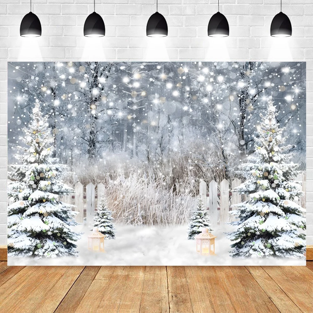 Winter Forest Photography Backdrop Snowy Frozen Wonderland Landscape Background Baby Kids Christmas Decor Photo Studio Props