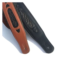 Correa de guitarra de cuero ajustable, cinturón de hombro duradero grueso y ancho suave para bajo acústico eléctrico, guitarra de madera, opción de 2 colores