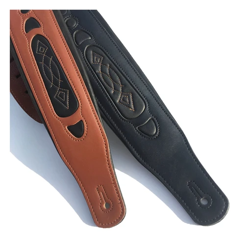 Correa de guitarra de cuero ajustable, cinturón de hombro duradero grueso y ancho suave para bajo acústico eléctrico, guitarra de madera, opción de 2 colores