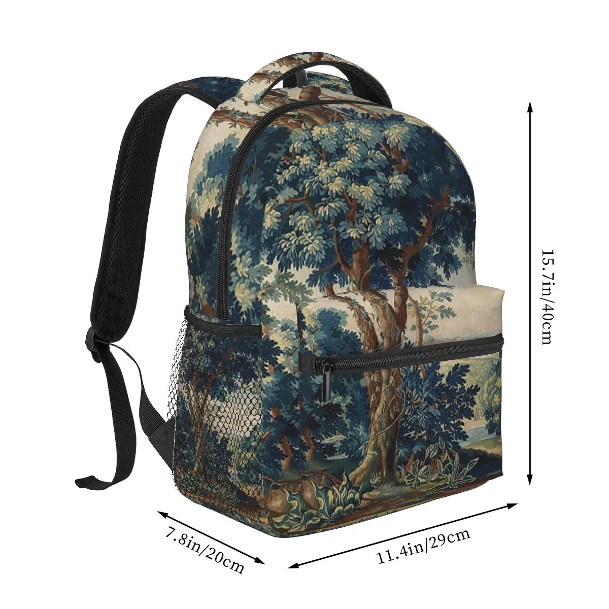 GREENERY, TREES IN WOODLAND LANDSCAPE Antique Flemish Backpack Hot Sale Daypack BookBag School Bag Shoulder Bags for Men Women