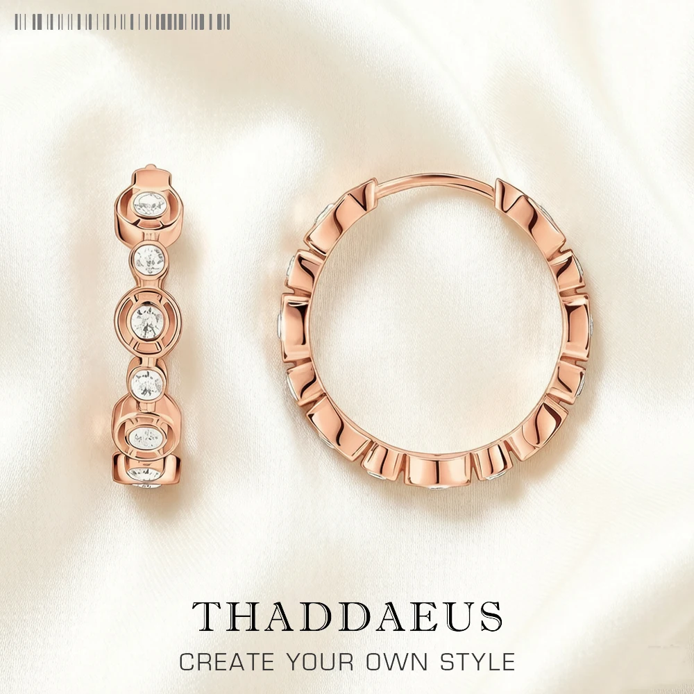 Roségoldfarbene Creolen-Creolen mit Scharnier, europäischer Stil, glamouröser, trendiger feiner Schmuck für Frauen, Geschenk aus 925er Sterlingsilber