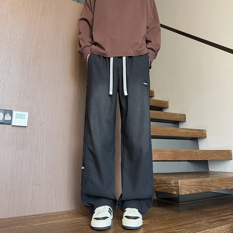 2026 model summer large-size men's lyocell-viscose denim straight-leg pants