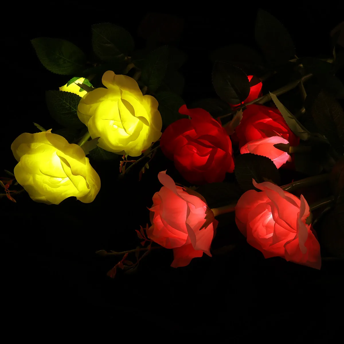Solar LED Rose Flower Lights Outdoor Garden Pathway Decor for Wedding Party Christmas Valentines Day