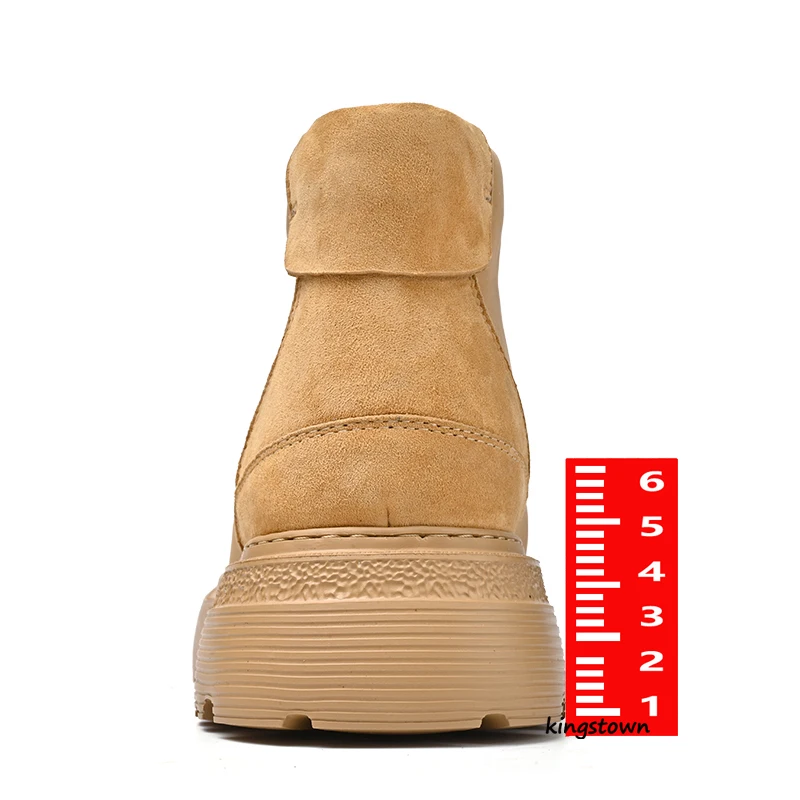 Chunky Men's Elevator Boots  Height Increase 6cm Lift Shoes Plus Size 38-46
