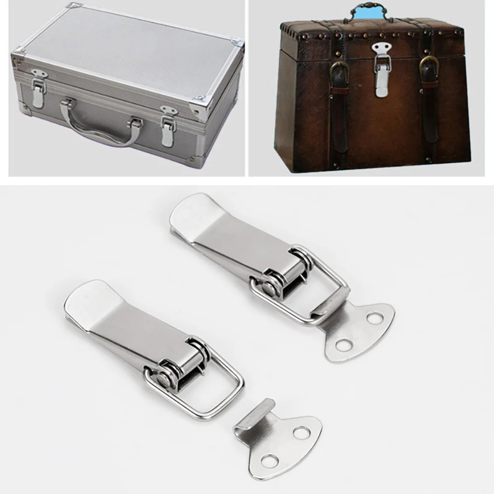 Duck-mouth Buckle Hook Wooden Box Hasps Clamp Stainless Steel Cabinet BoxesSpring Loaded Latch Catch Toggle Clamp Hasp Lock