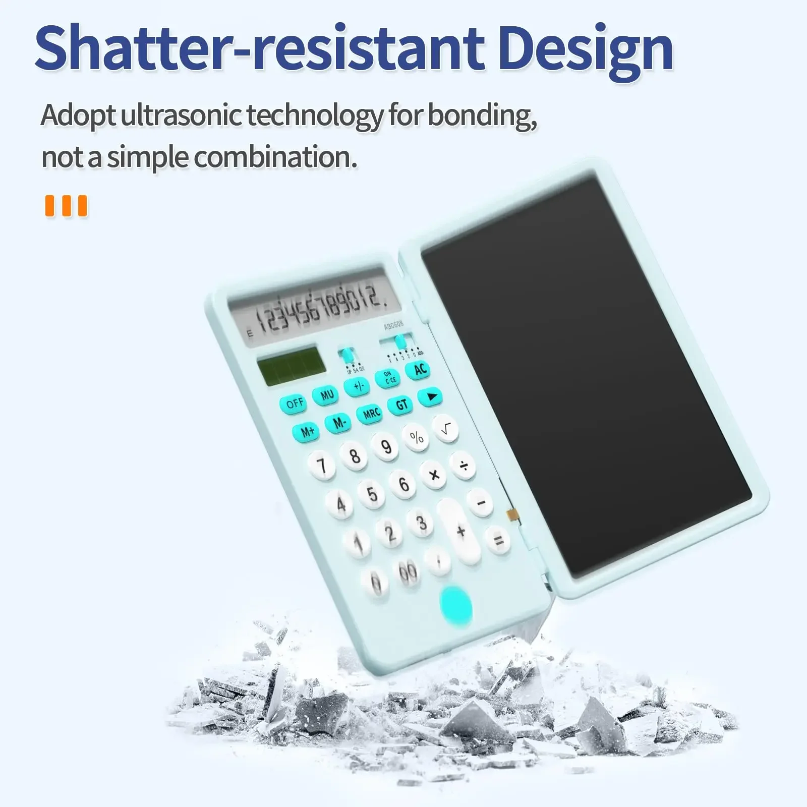 Calculator with Notepad Basic Calculator with Writing Tablet 12 Digits Large Display Solar Power Desk Calculator Office School