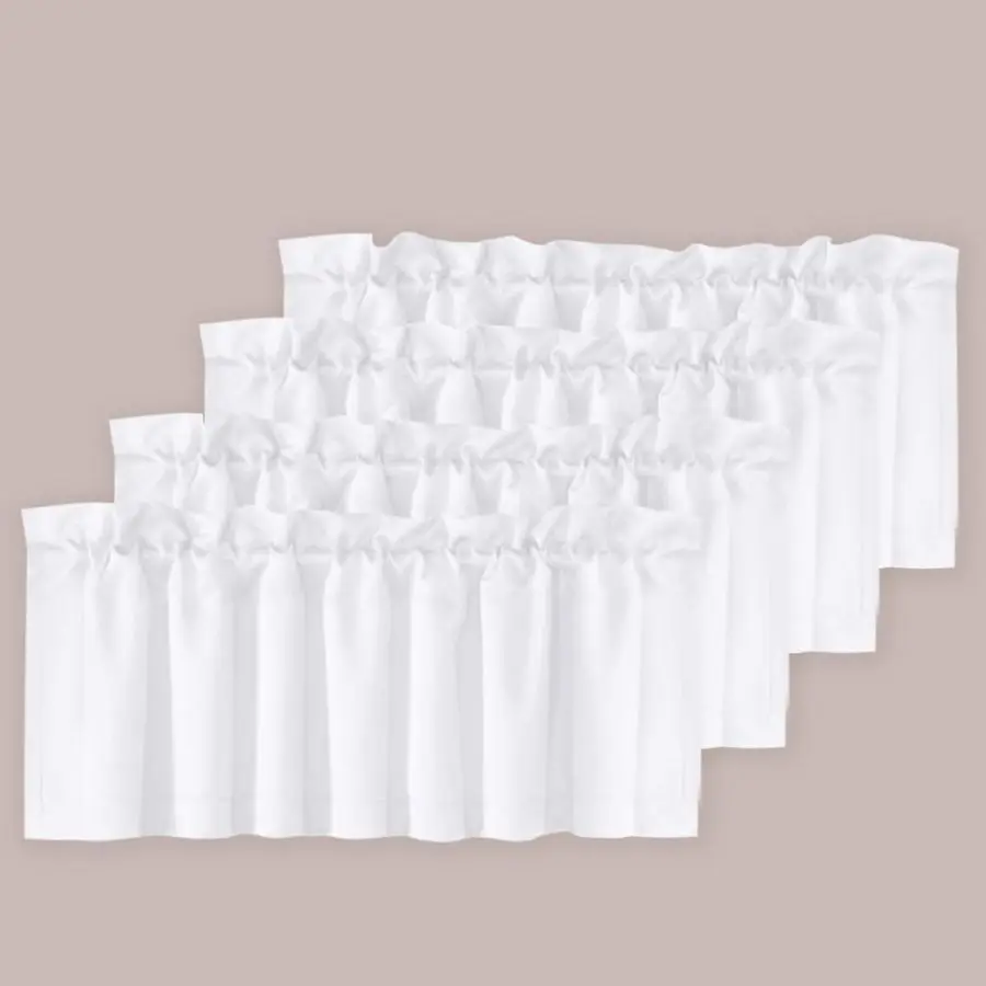 Cenefas Blancas para Ventanas, Cenefas Opacas para Cocina, Sala de Estar, Dormitorio, Baño, Cortinas Cortas para Ventanas, Decorativas y de Privacidad