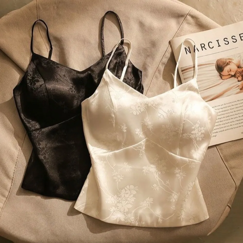 Spice Girl Imbracatura con superficie in raso stile cinese con pettorali Estate Bellissimo gilet posteriore Slim Casual Top senza maniche da esterno