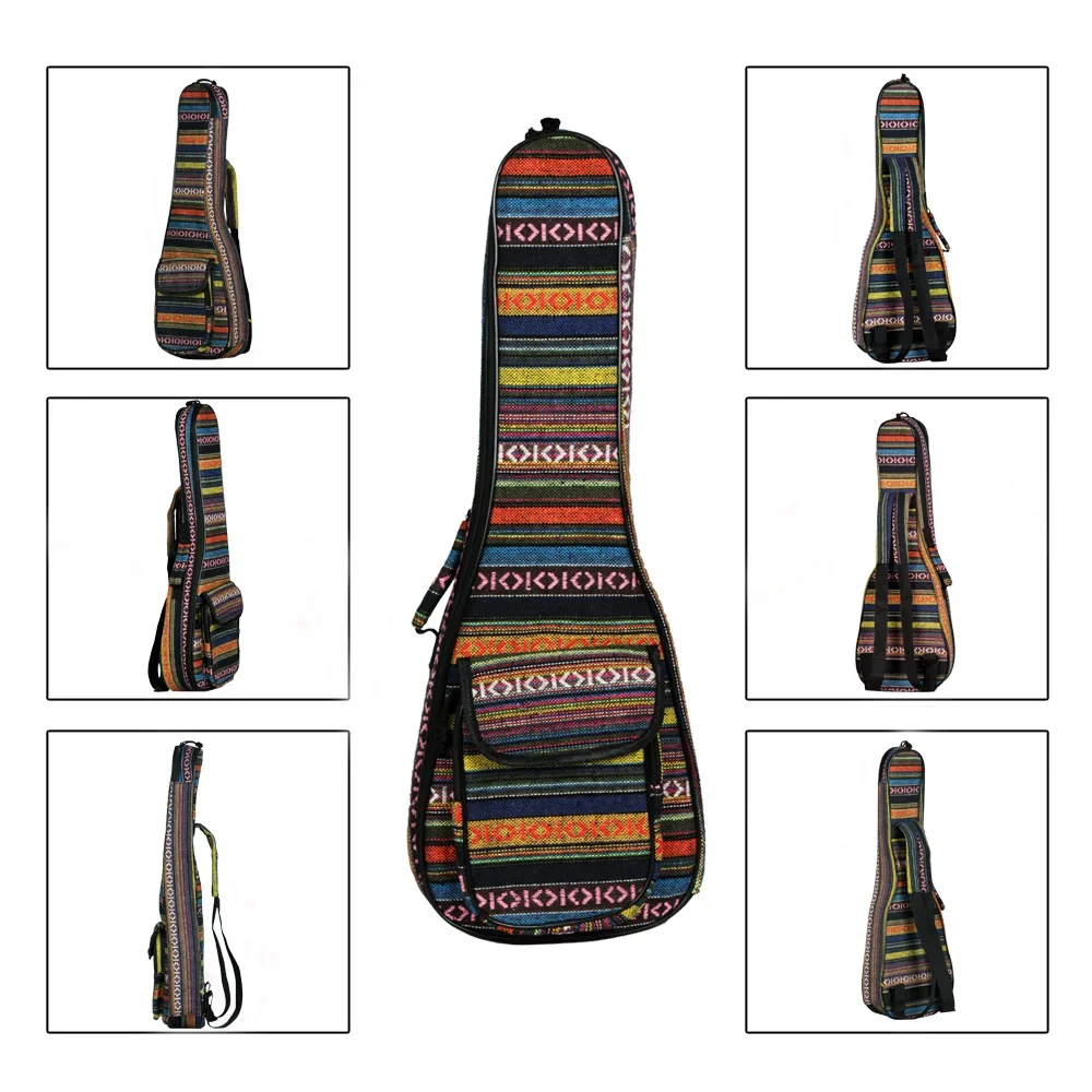 M MBAT 23 Inch Ukulele Bag Padded Pockets National Style Adjustable Strap Backpack Gig Case Oxford Cloth Guitar Accessories Part