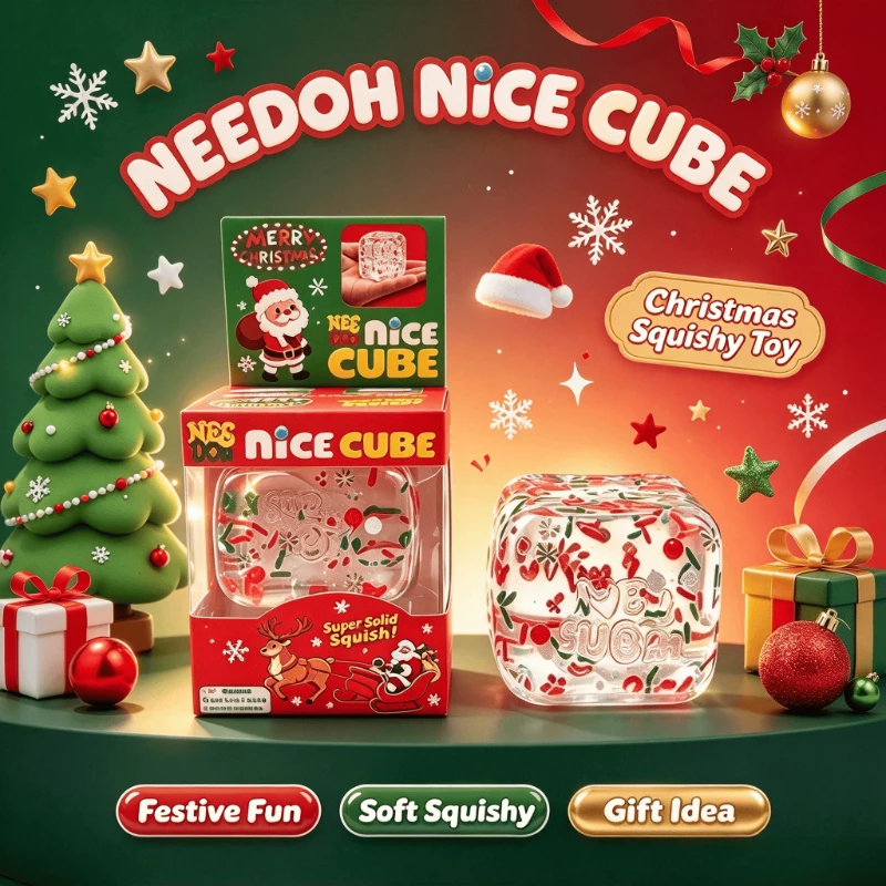 Schylling NeeDoh Square Fidget Toy Soft Squishy Squeeze Stretch Sensory Toy Stress Anxiety Relief Decompression Toy Christmas