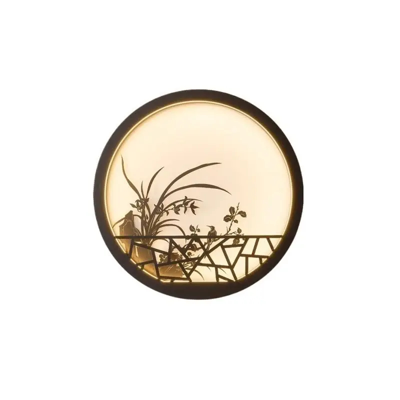 Outdoor Wall Lamp Chinese Style Outdoor Round Wall Lamp, Garden Forest Courtyard Villa Background Pavilion Decorative