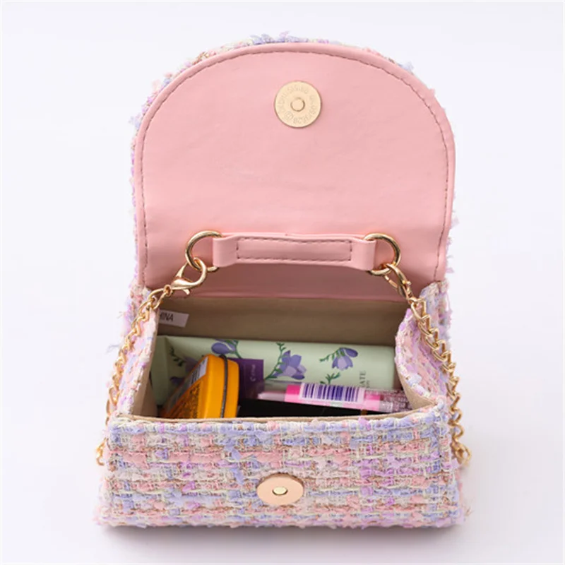 Mini bolso de princesa para niñas, monederos y bolsos de hombro de hilo de lana, rosa, superventas, nuevo