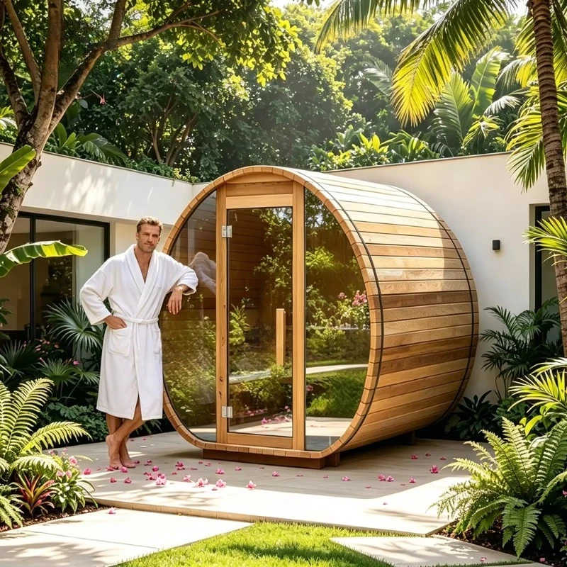 Customized Outdoor Saunas Electric Outdoor Barrel Sauna Kit Room Suit Box Buiten Dome Cabin Exterior Zelt De Madera