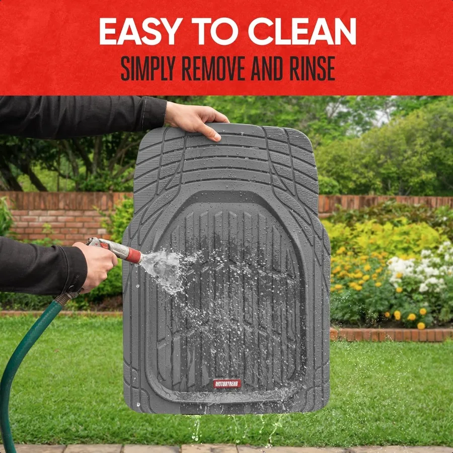 2 Piece Front Car Floor Mats Gray FlexTough Contour LinersDeep Dish Heavy Duty Rubber Floor Mats for Car SUV Truck and VanAll W