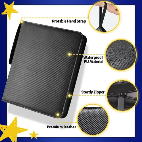 Imagen 2 del producto Fundas para carpetas de tarjetas con 900 bolsillos con cremallera, tarjetero con bolsillos de doble cara, estuche para tarjetas TCG CCG (negro)