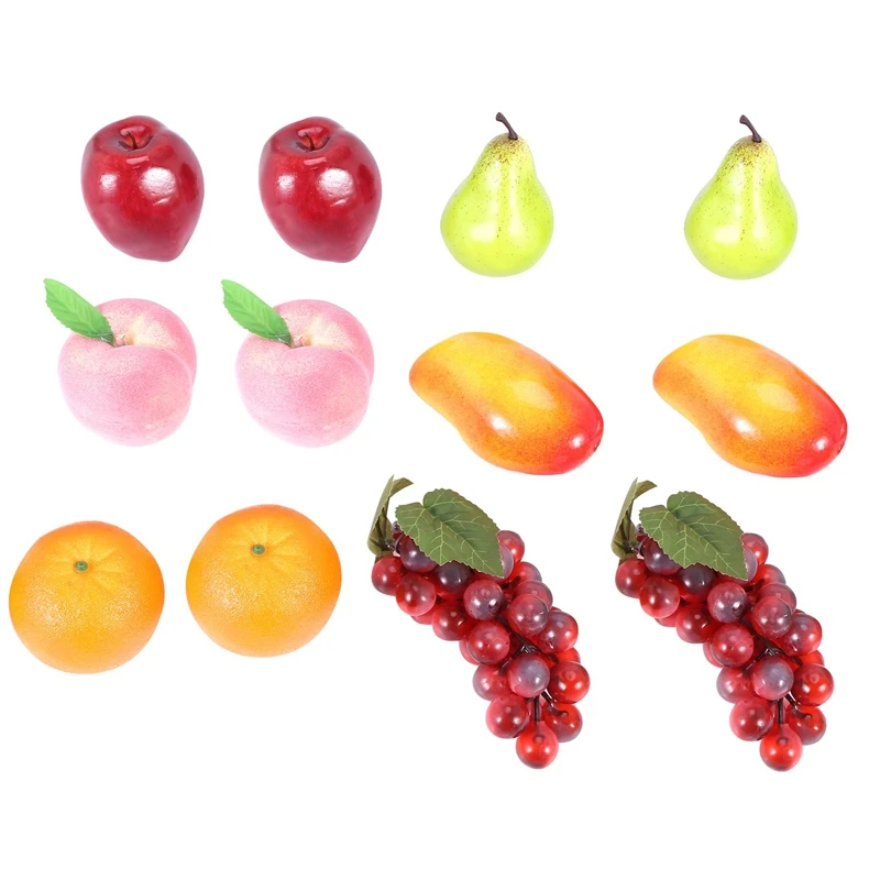 12 Pcs Decorative Lifelike Realistic Artificial Fake Fruit Decor,Home Kitchen Wedding Party Festival Autumn Thanksgiving Decorat