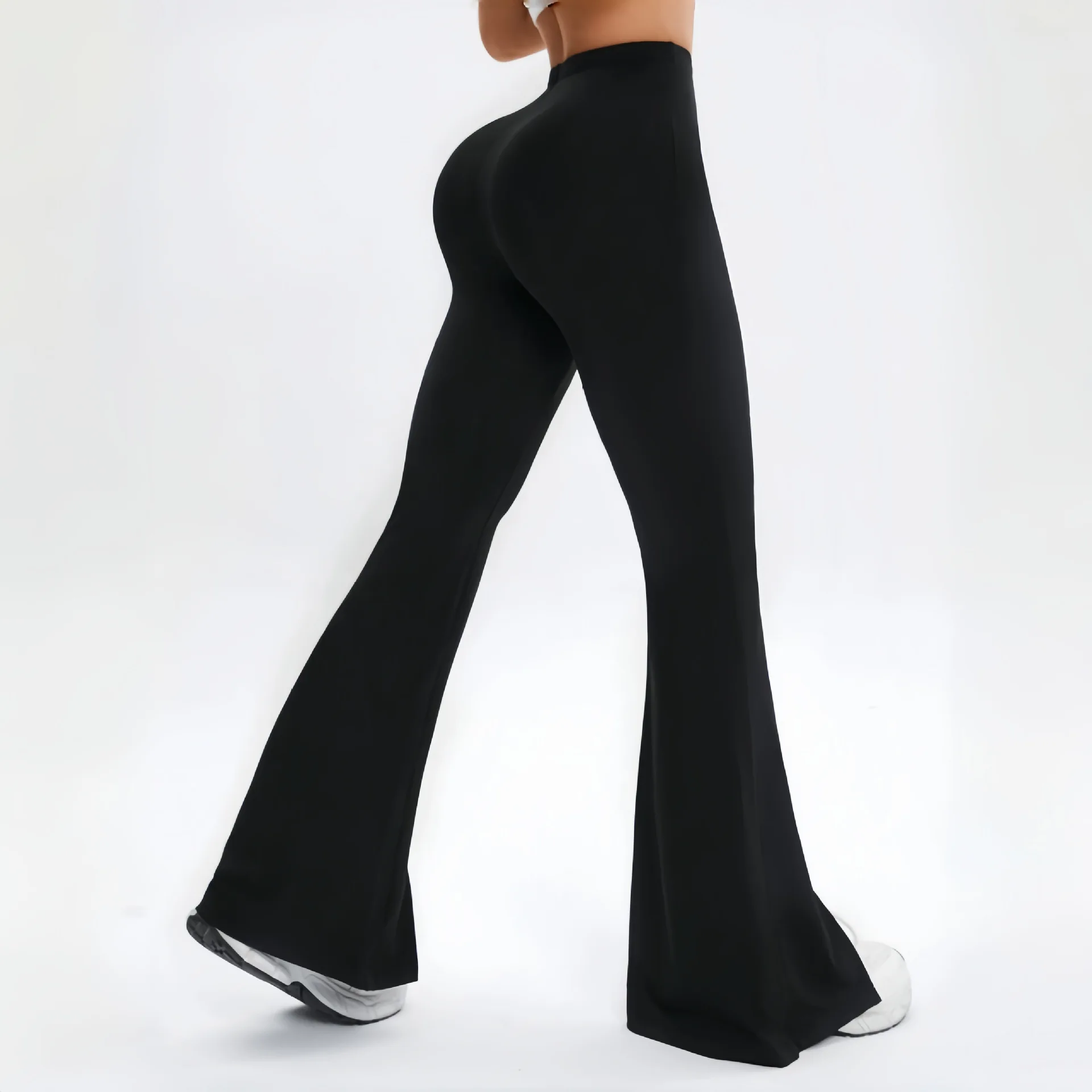 High Waist Yoga Casual Pants Women's Fashion Split Design Slimming Tight Base Layer Micro Flared Pants Commute Style Polyeste...